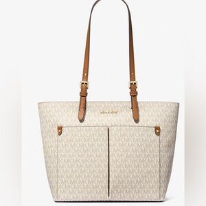 Michael Kors Jet Set Medium Logo Pocket Tote Bag Vanilla NWT